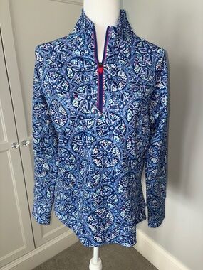 Vineyard Vines Blue Multi Printed Quarter-Zip Pullover
